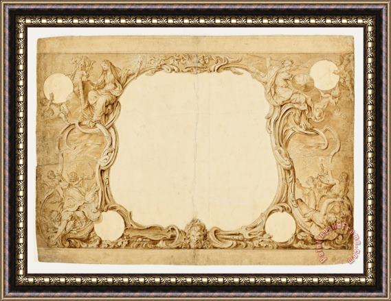 Hubert-francois Gravelot Design for an Ornamental Border, Used for The Surround to The General Chart in John Pine's Tapestry... Framed Painting
