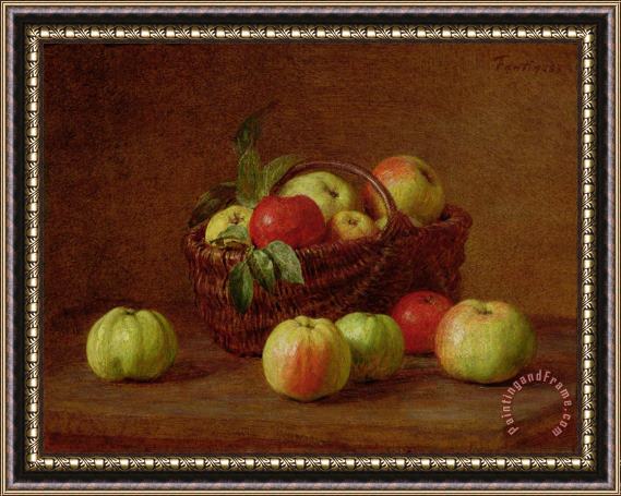 Ignace Henri Jean Fantin-Latour Apples in a Basket and on a Table Framed Print