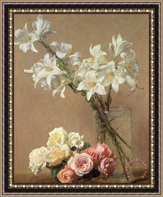 Ignace Henri Jean Fantin-Latour Lilies In A Vase Framed Painting