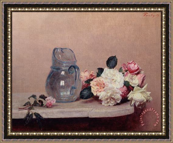 Ignace Henri Jean Fantin-Latour Still Life with Roses Framed Print