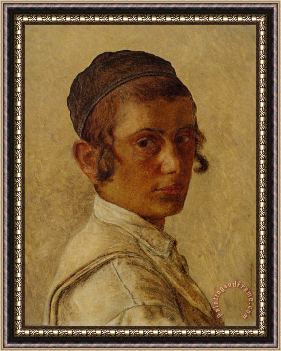 Isidor Kaufmann Portrait of a Young Orthodox Boy Framed Painting