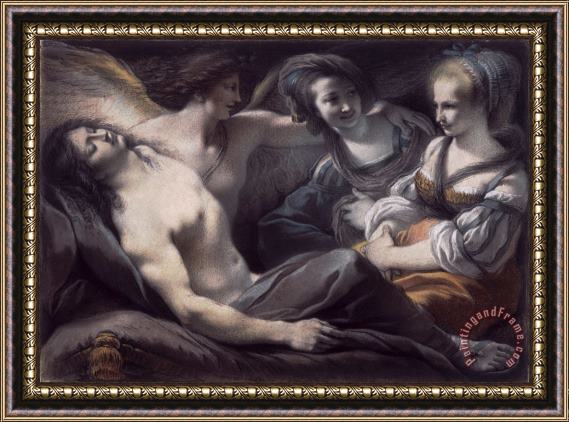 Italian Giuseppe Cades Armida Gazes on The Sleeping Rinaldo Framed Painting