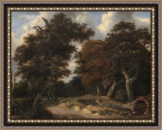 Jacob Isaacksz. van Ruisdael Road Through an Oak Forest Framed Painting