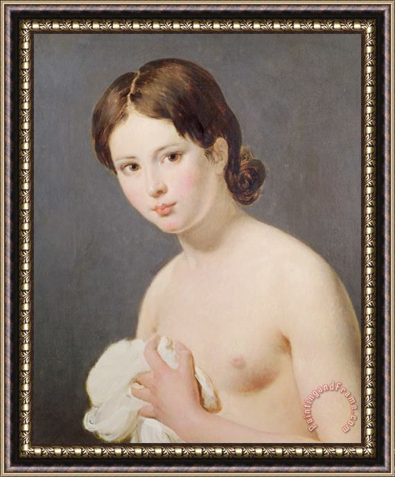 Jacques Louis David Portrait Of A Young Girl Framed Painting