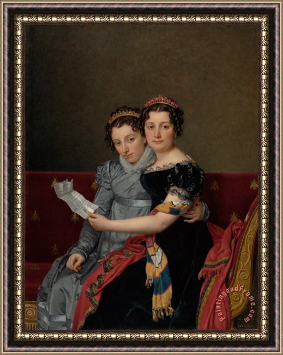 Jacques Louis David The Sisters Zenaide And Charlotte Bonaparte Framed Painting