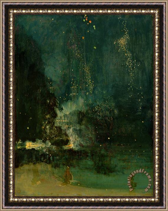 James Abbott McNeill Whistler Nocturne in Black and Gold - the Falling Rocket Framed Painting