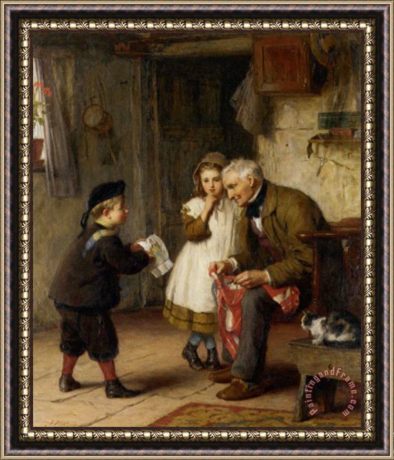 James Clarke Waite Surprise for Grandfather Framed Painting