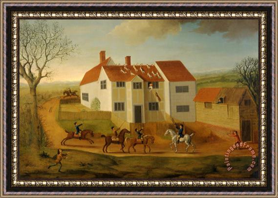 James Dunthorne John Sidey And His Hounds at a Farmhouse Near Hadleigh, Suffolk Framed Print