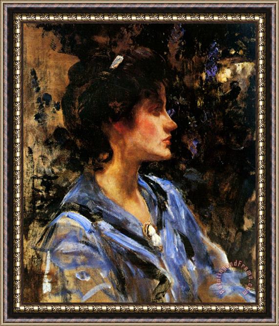 James Jebusa Shannon Young Woman in Blue Miss H. Strom Framed Print