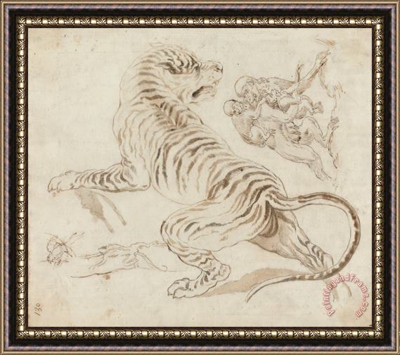 James Northcote Study for a Tiger And Monkeys Framed Painting