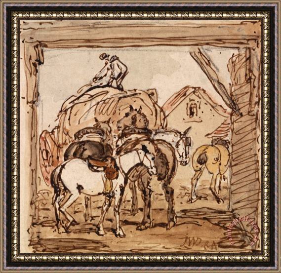 James Ward Farmyard And Horses Framed Painting