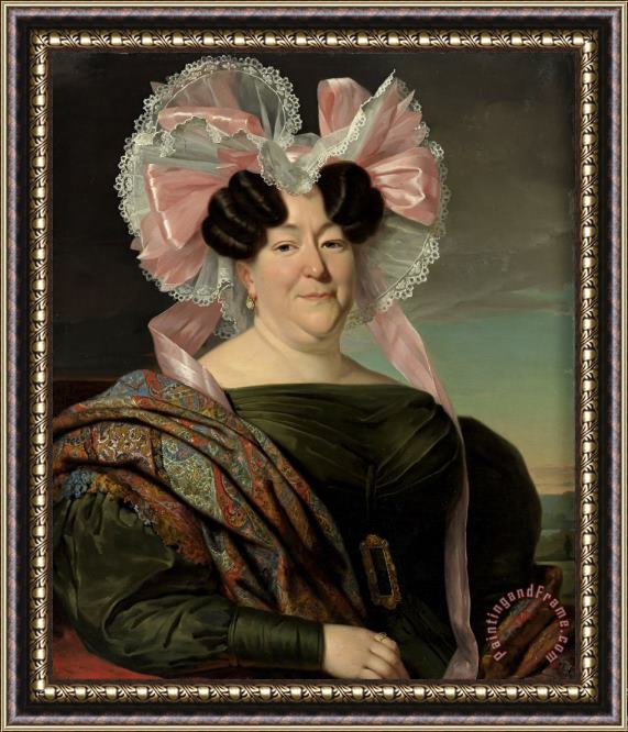Jan Adam Kruseman Portrait of a Lady Framed Painting