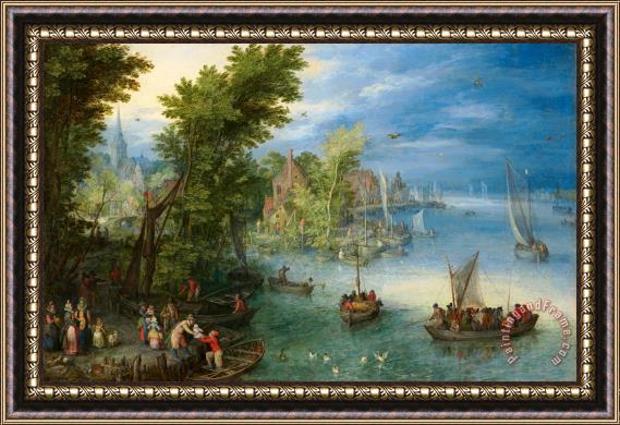 Jan Breughel River Landscape Framed Painting