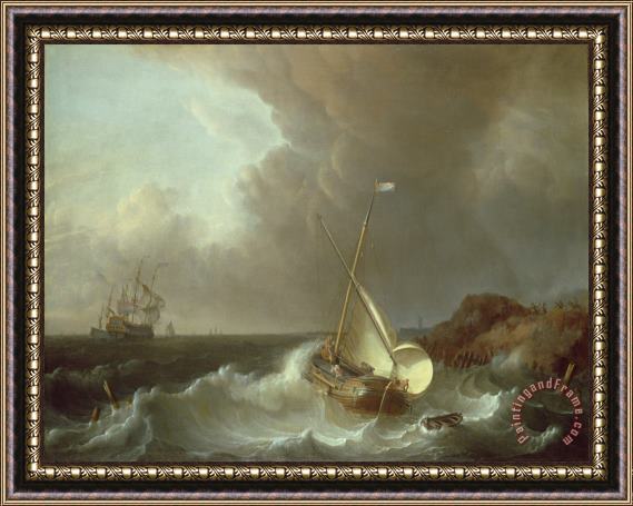 Jan Claes Rietschoof Galleon in Stormy Seas Framed Painting