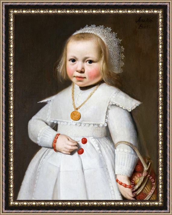 Jan Cornelisz van Loenen Portrait of a Two Year Old Girl Framed Painting