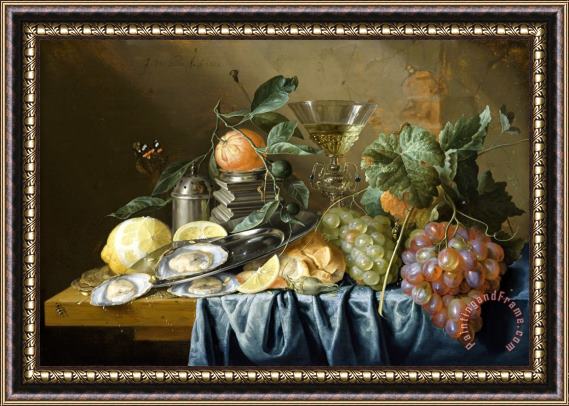 Jan Davidsz de Heem Still Life with Oysters And Grapes Framed Print