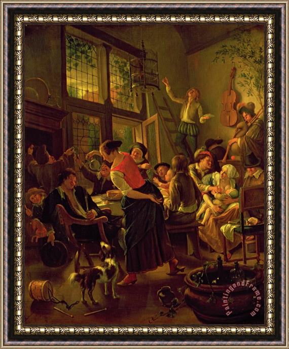 Jan Havicksz Steen Family Meal Framed Painting