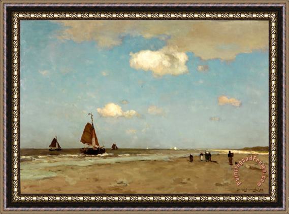Jan Hendrik Weissenbruch Beach Scene Framed Painting