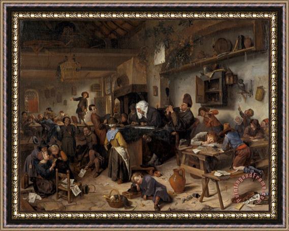 Jan Steen A School for Boys And Girls Framed Painting