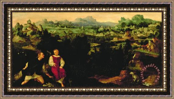 Jan van Scorel Schoorl Landscape with Tobias And The Angel Framed Painting
