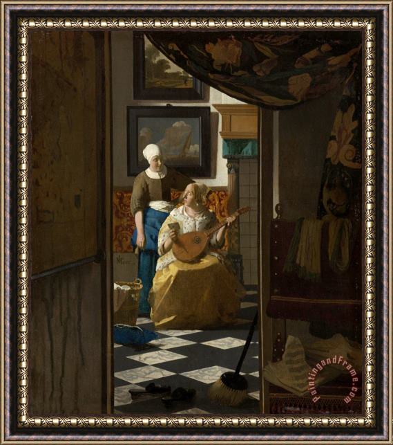 Jan Vermeer 'de Liefdesbrief' Framed Painting