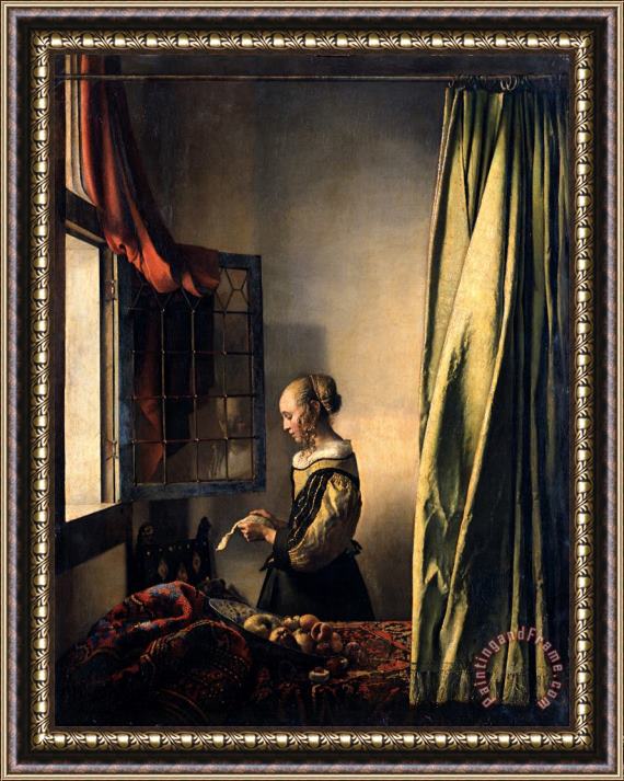 Jan Vermeer Girl Reading a Letter by an Open Window Framed Painting
