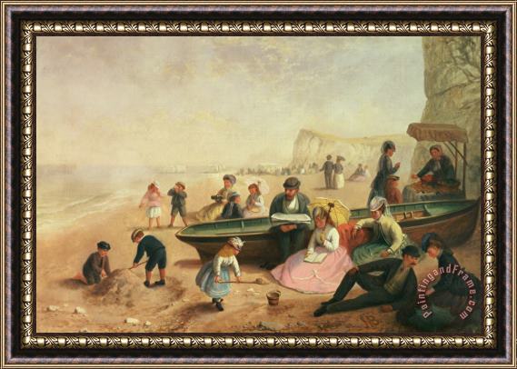 Jane Maria Bowkett A Seaside Scene Framed Painting