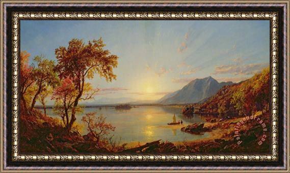 Jasper Francis Cropsey Sunset - Lake George Framed Painting