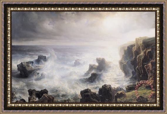 Jean Antoine Theodore Gudin Storm off the Coast of Belle Ile Framed Painting