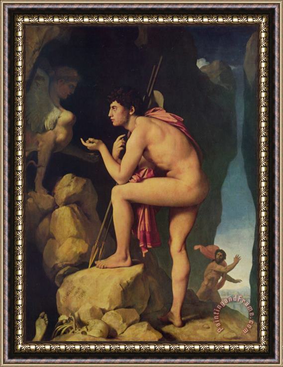 Jean Auguste Dominique Ingres Oedipus And The Sphinx Framed Painting