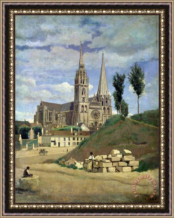 Jean Baptiste Camille Corot Chartres Cathedral Framed Print