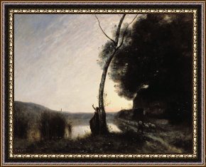 Pinocchio Wishes Upon a Star Framed Paintings - The Evening Star by Jean Baptiste Camille Corot