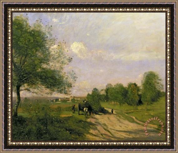 Jean Baptiste Camille Corot The Wagon Framed Painting