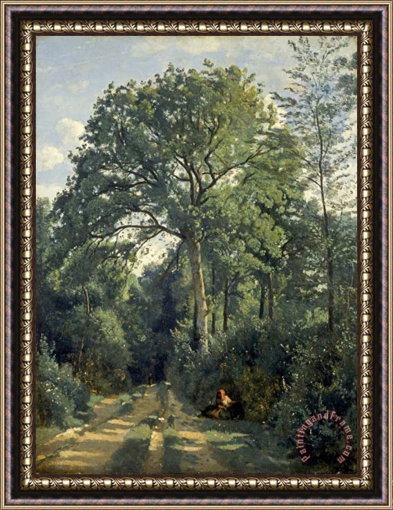 Jean Baptiste Camille Corot Ville D'avray: Entrance to The Wood Framed Painting