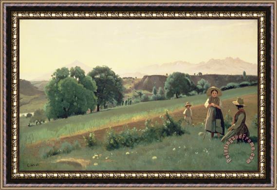 Jean Baptiste Corot Landscape at Mornex Framed Painting