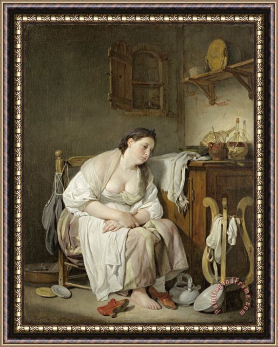 Jean-baptiste Greuze Indolence (la Paresseuse Italienne) Framed Painting