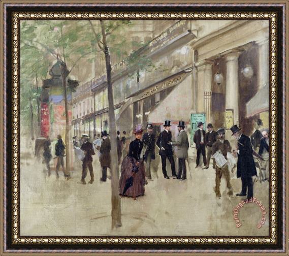 Jean Beraud The Boulevard Montmartre and the Theatre des Varietes Framed Print
