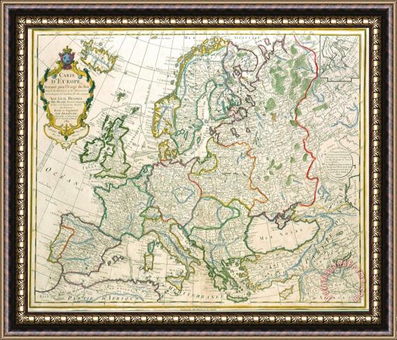 Jean-Claude Dezauche Map of Europe Framed Painting