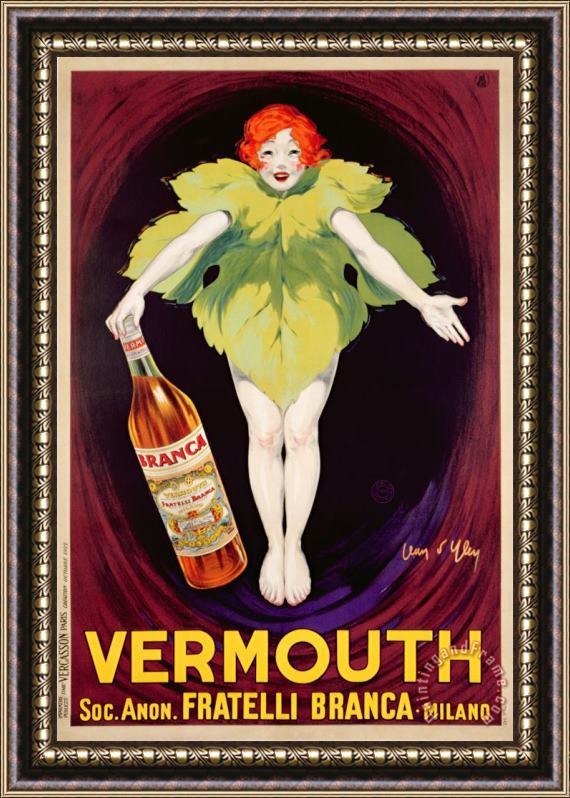 Jean DYlen Poster Advertising Fratelli Branca Vermouth Framed Painting