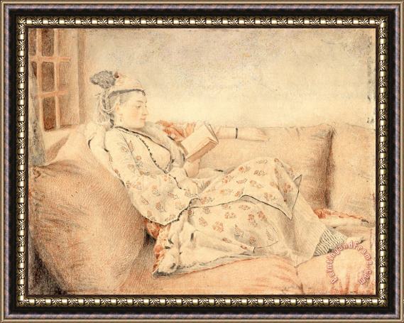 Jean-Etienne Liotard Lady in Turkish Dress, Reading Framed Painting