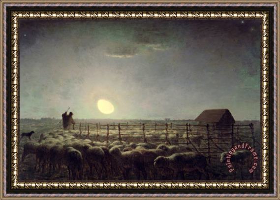 Jean-Francois Millet The Sheepfold Moonlight Framed Print