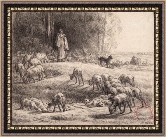 Jean-Francois Millet The Shepherdess Framed Print