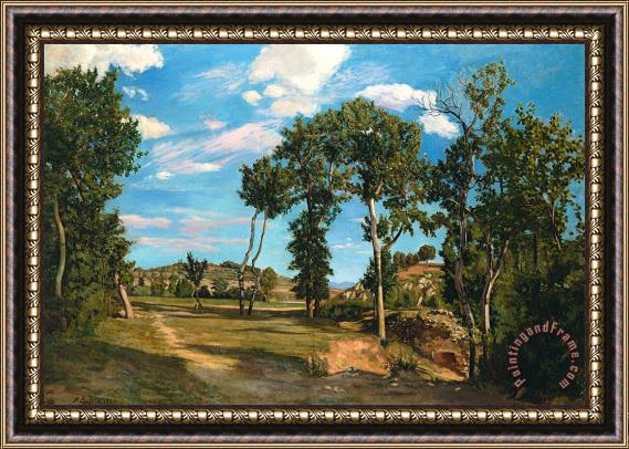 Jean Frederic Bazille Landscape By The Lez River Framed Painting