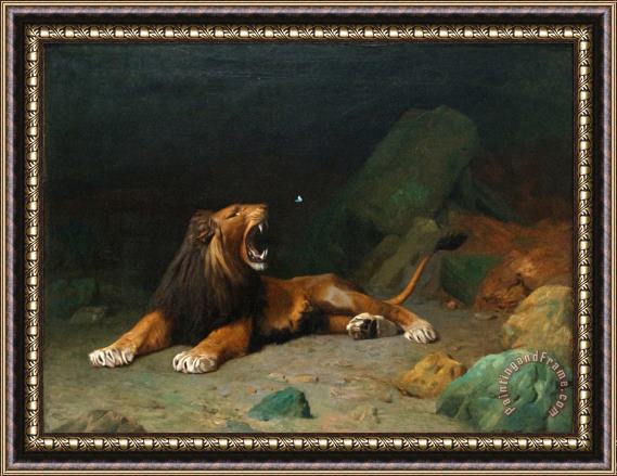 Jean Leon Gerome Lion Snapping at a Butterfly Framed Painting