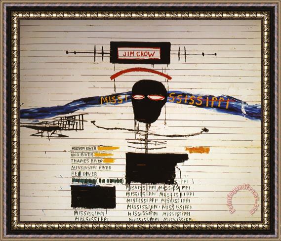 Jean-michel Basquiat Jim Crow Framed Painting