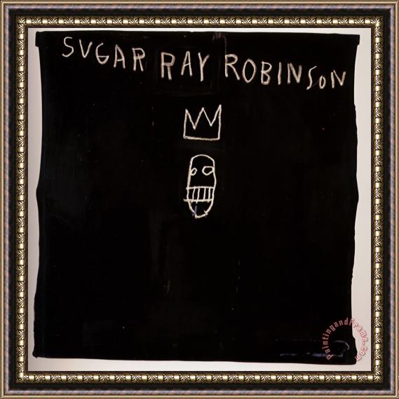 Jean-michel Basquiat Sugar Ray Robinson Framed Painting