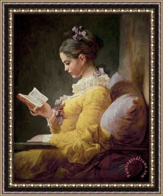 JeanHonore Fragonard Young Girl Reading Framed Painting
