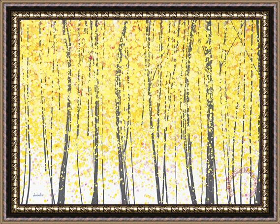Jerome Lawrence Trees at Twilight Gold Framed Print