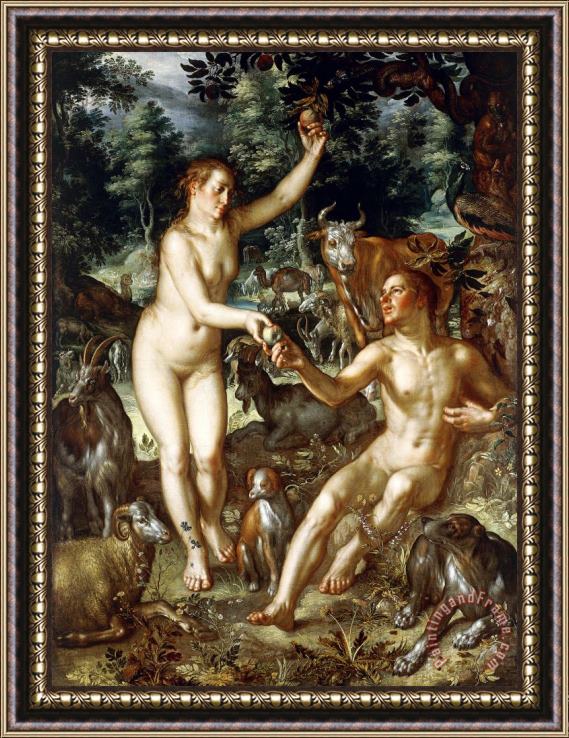 Joachim Anthonisz Wtewael Adam And Eve Framed Painting