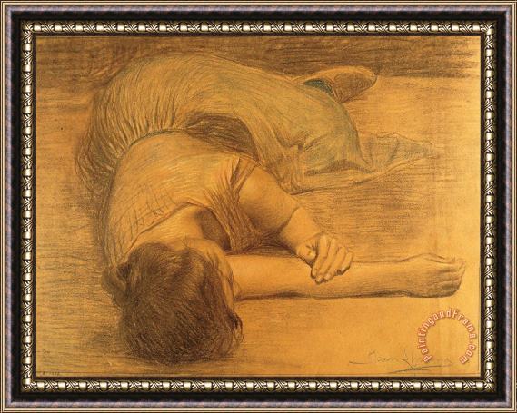 Joan Llimona Woman Lying Down Framed Painting